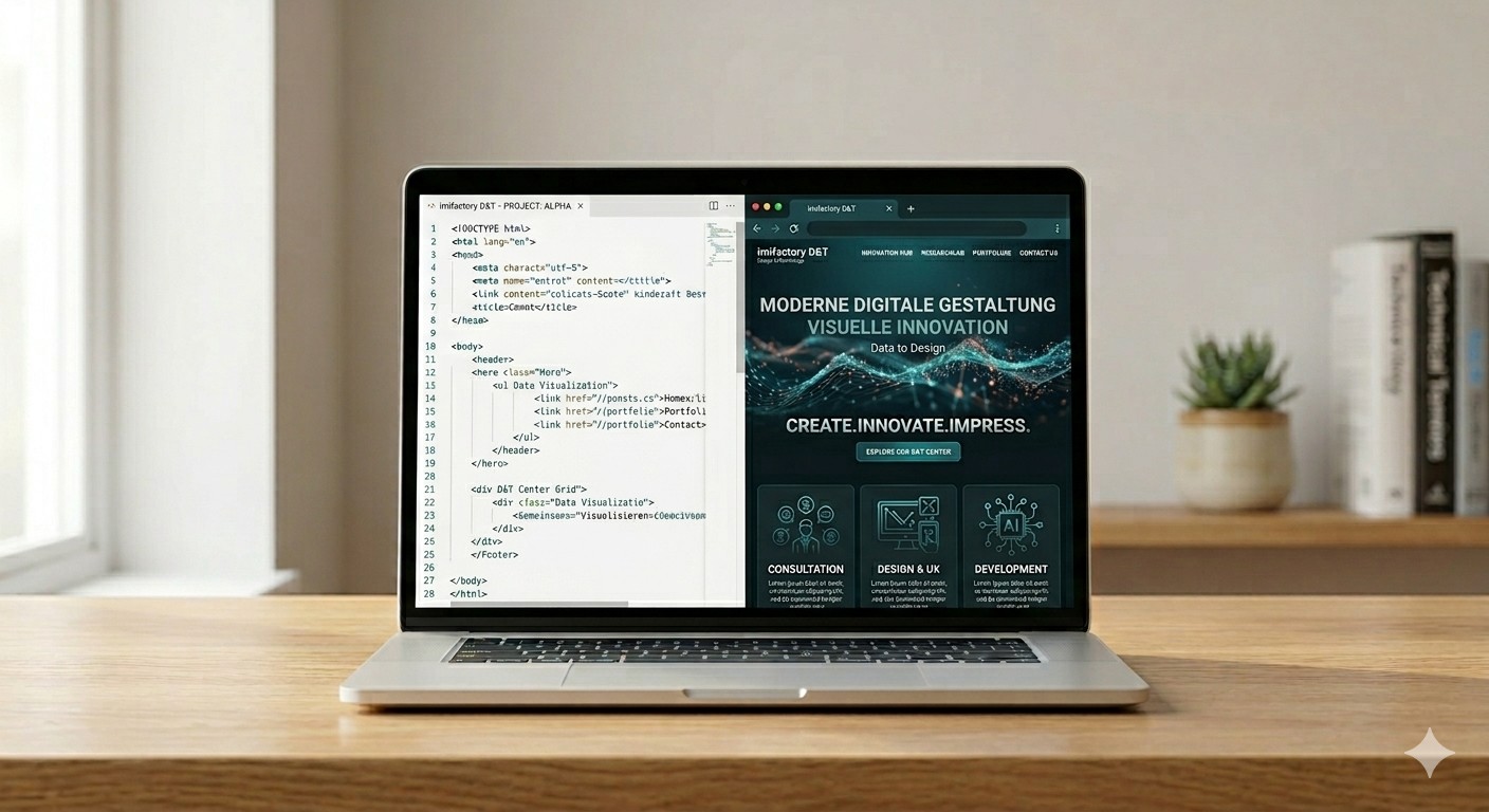 Saubere Webseite auf Laptop – erstellt von imifactory.ch