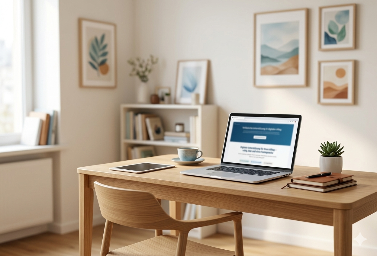 Ruhiger Arbeitsplatz mit Laptop – imifactory.ch IT-Unterstützung Zürich